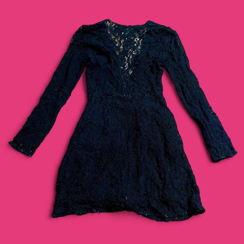 Reformation Black Lace Mini Dress With Front Silver Zipper - Size 4